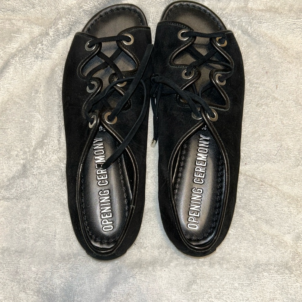 Opening Ceremony black suede sandals.